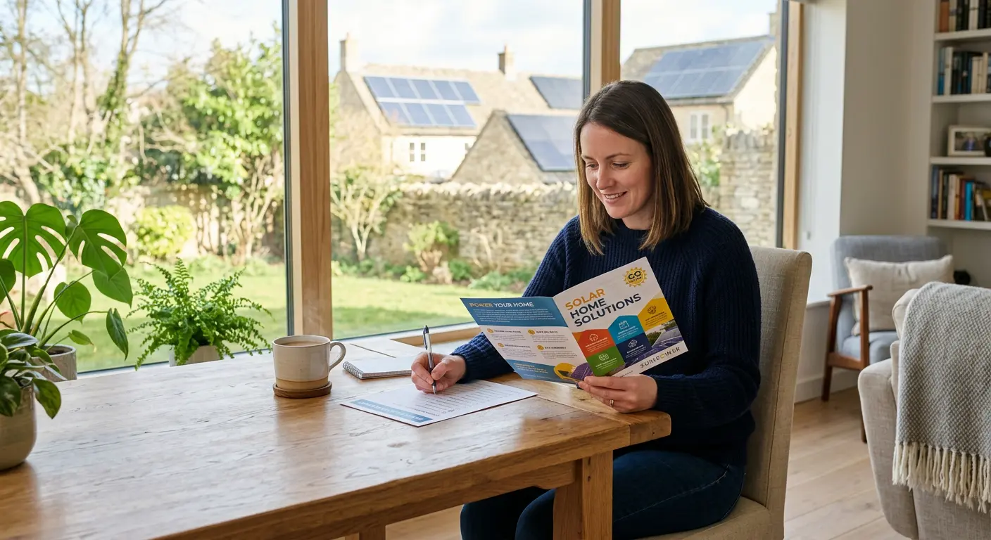 Homeowner reviewing solar brochure